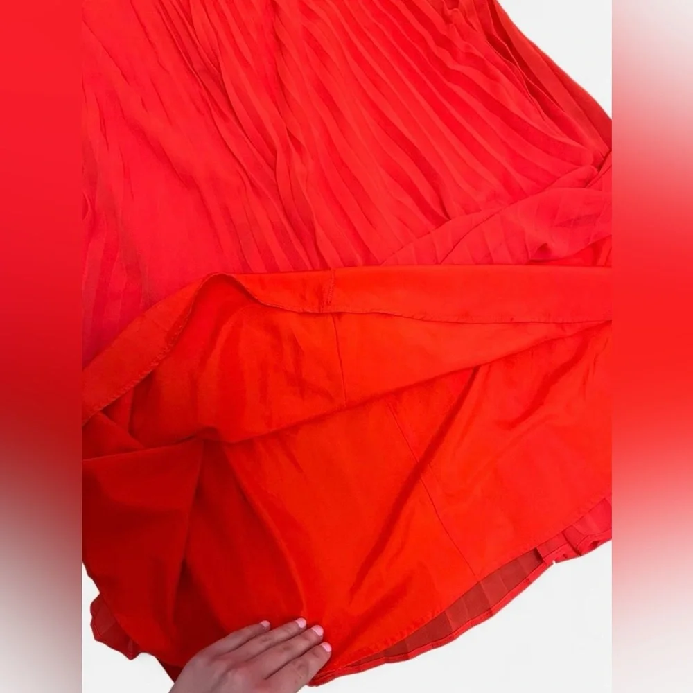 Ann Taylor Orange Red Pleated Lined Flowy Maxi Skirt Women’s Size 2 - Picture 5 of 5